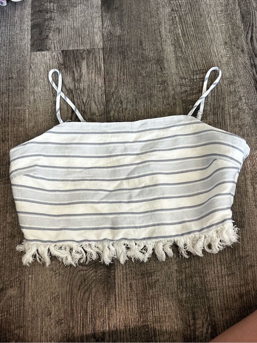 Sugarlips White & Blue Striped Fringe Cami